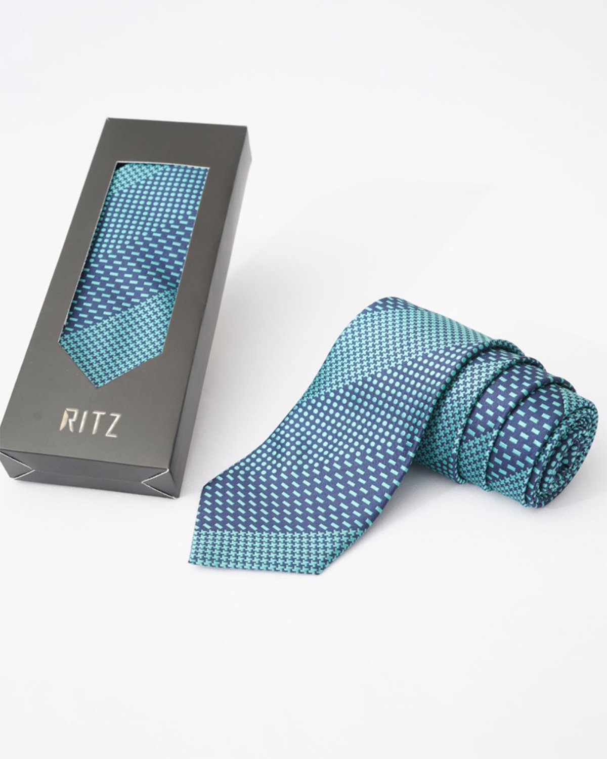 Abstract Sea and Navy Classic Combination Neck Tie