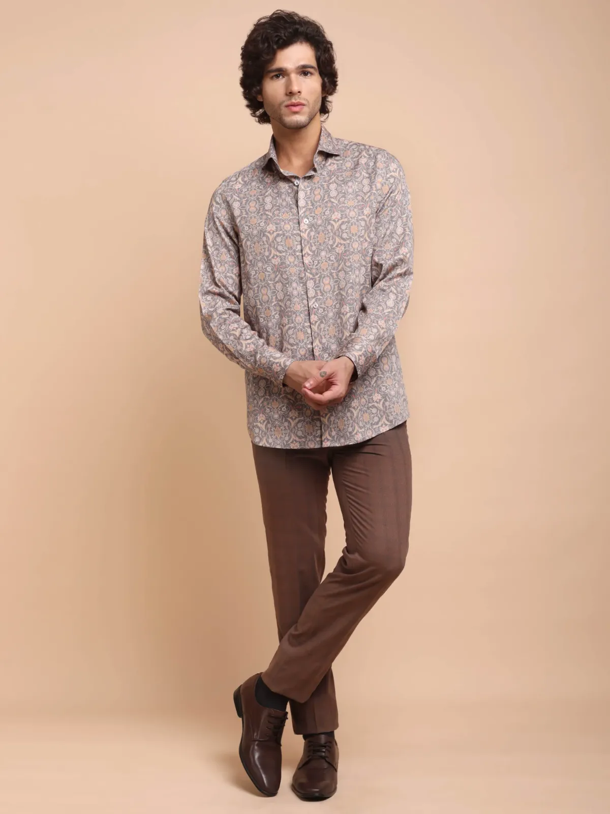 Warm Hues in Grey Base Shadowflora  Print Shirt