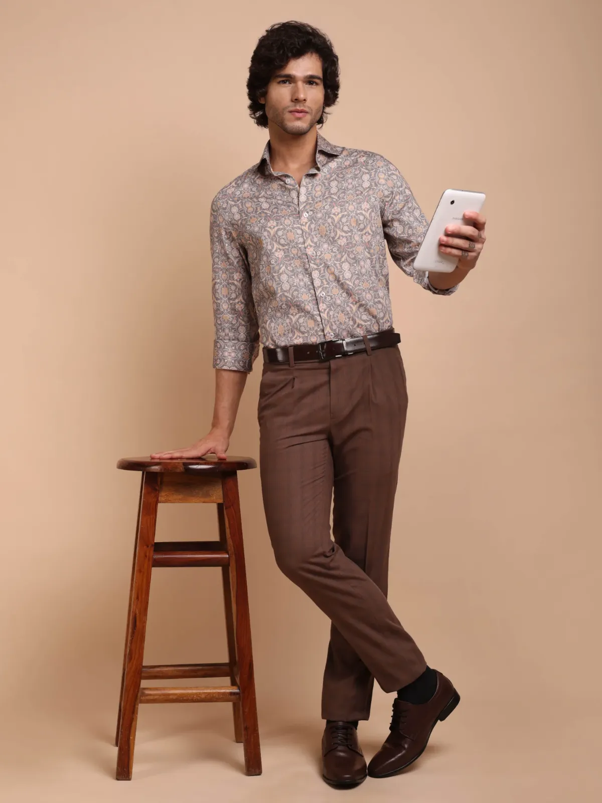 Warm Hues in Grey Base Shadowflora  Print Shirt