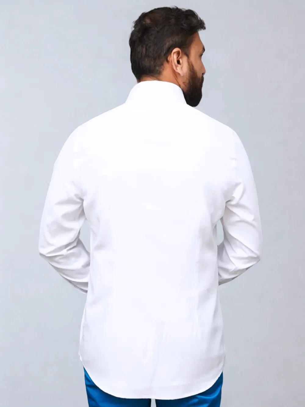 White Shirt with Signature Satin Accent - Birds