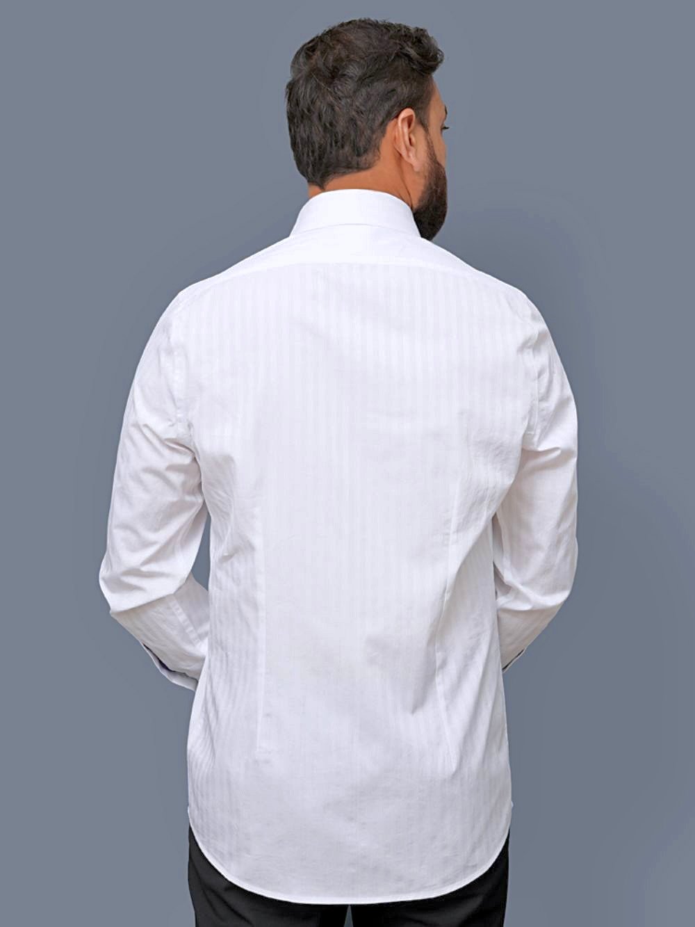 White Shirt with Signature Satin Accent - Midnight