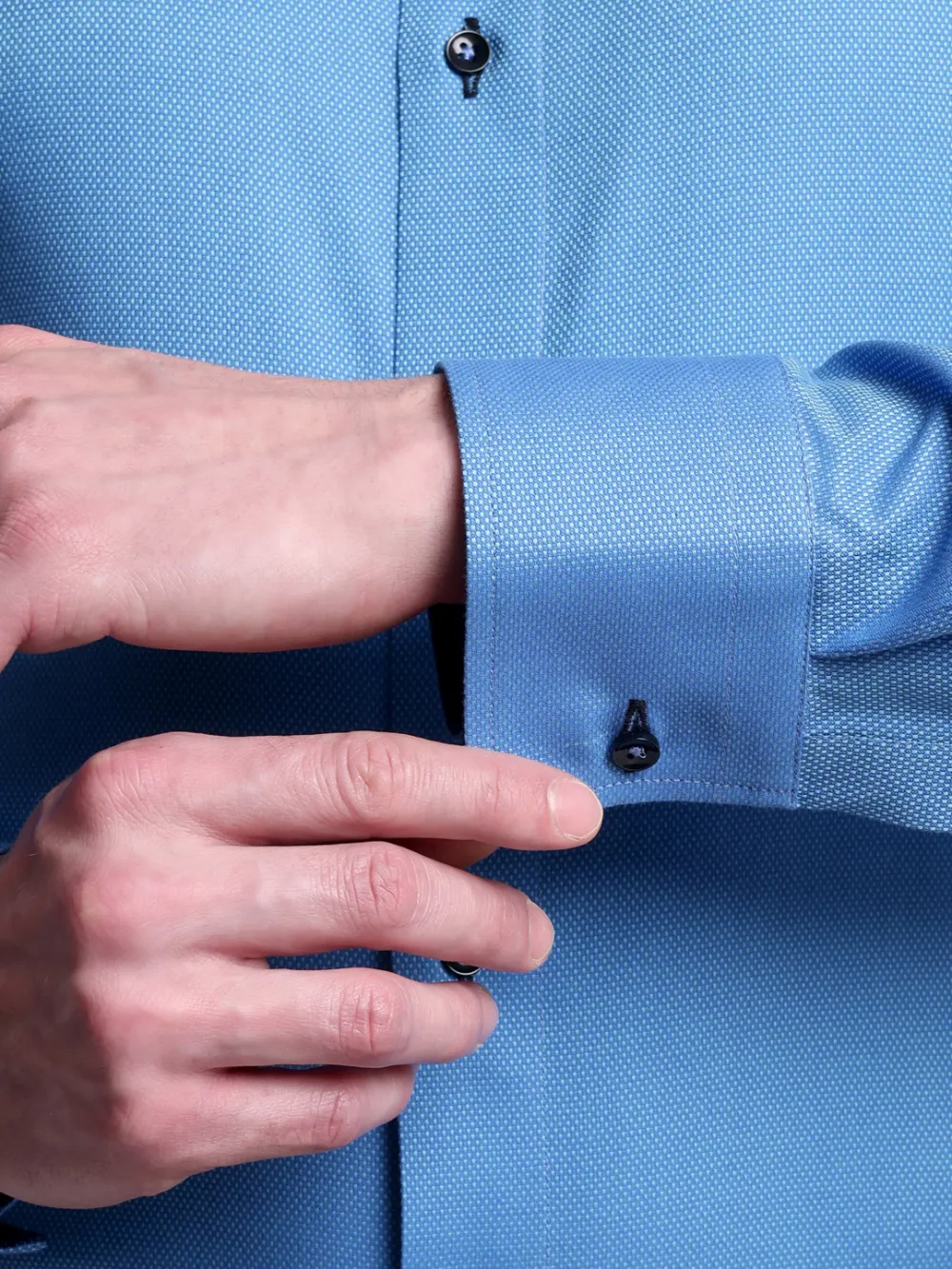 Pure Cotton Non Iron Sapphire Mist Shirt - Dobby Weave