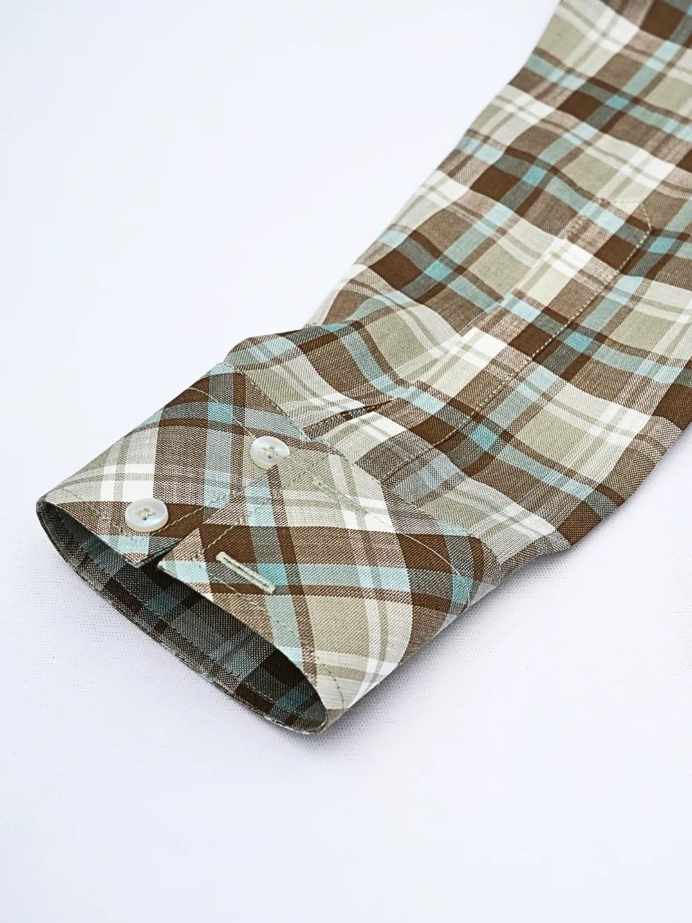 Designer Pair of Hemp Grid Shirt with Plain Light Olive Trousers