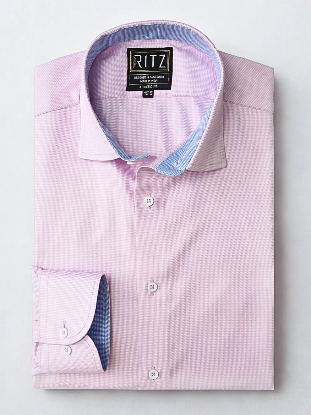 Non-Iron Pure Cotton Light Pink Hound's Tooth Shirt