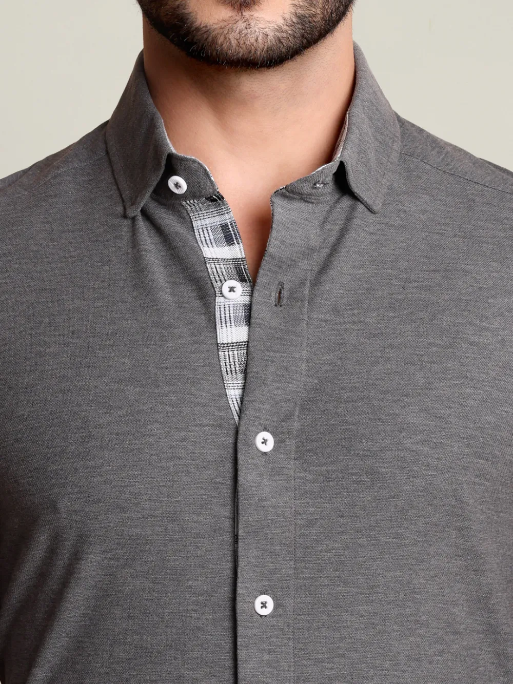 Pure cotton Extra stretch Shirt and Viscose Grid Trousers Designer Pair