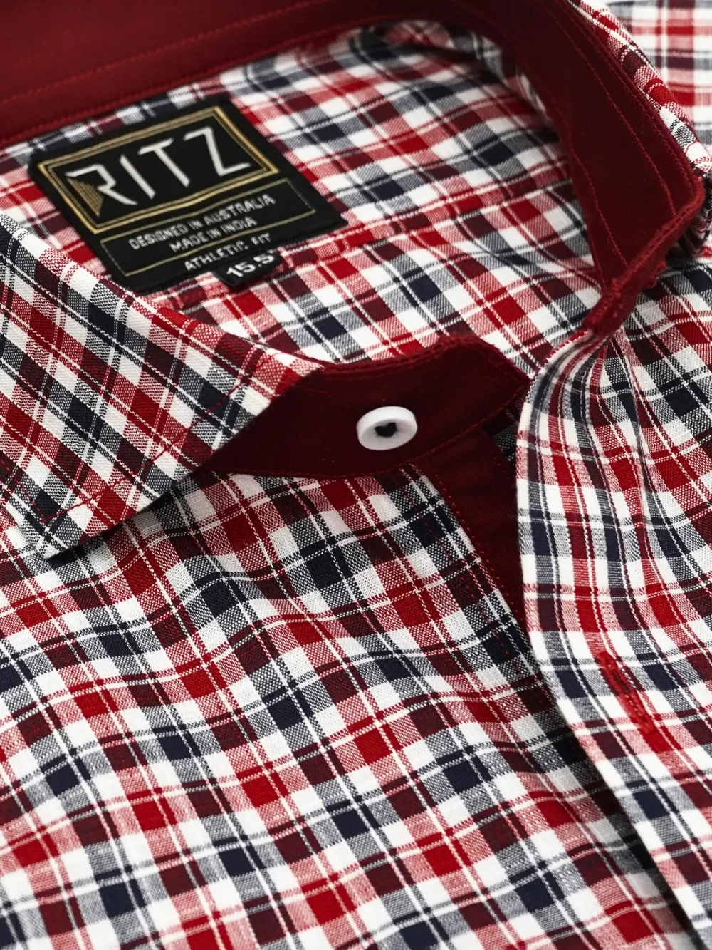 Maroon and Navy Grid Shirt with Stretch Navy Chino Designer Pair