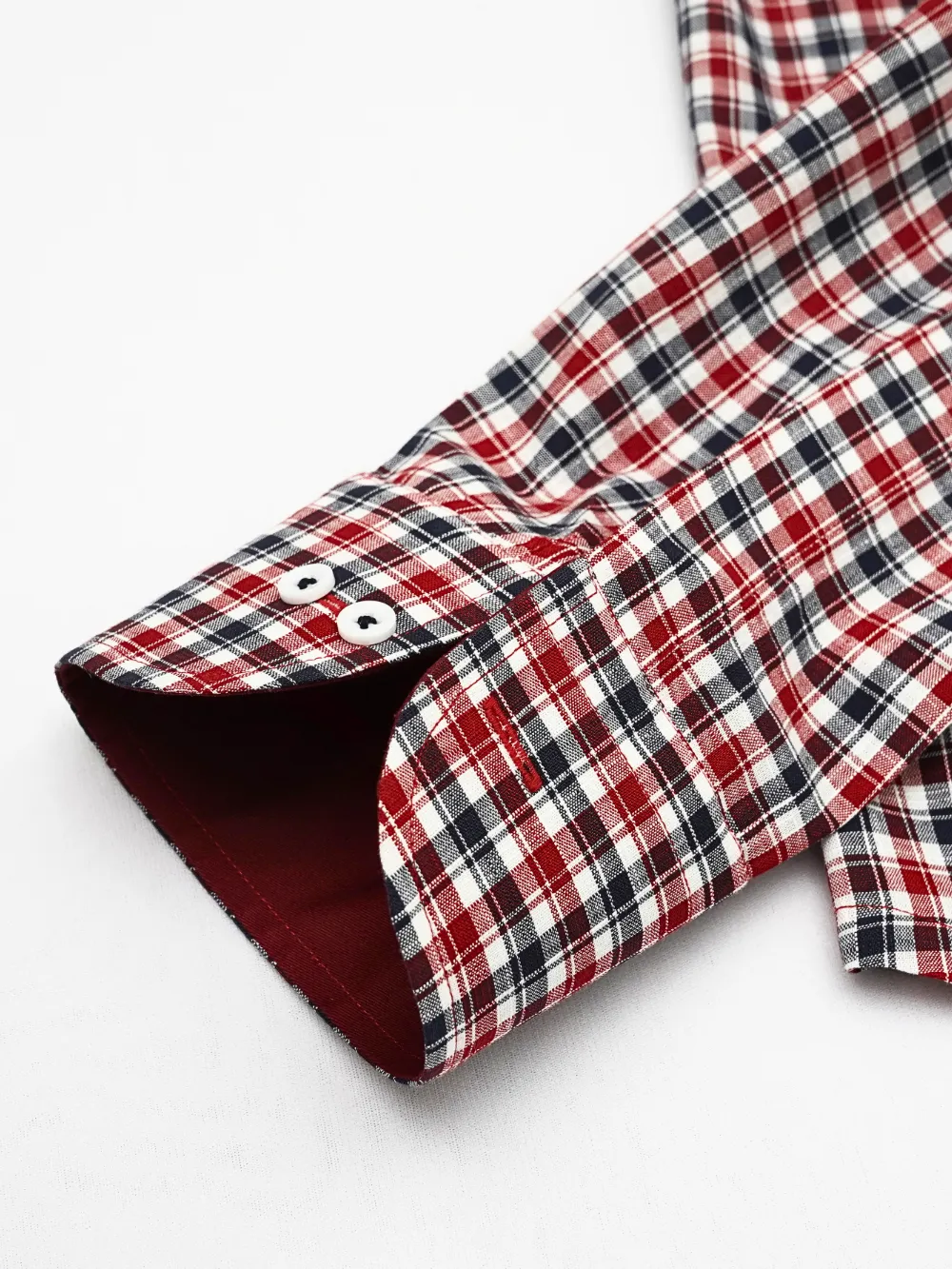 Maroon Checked Pure Cotton Shirt with Contrast Details