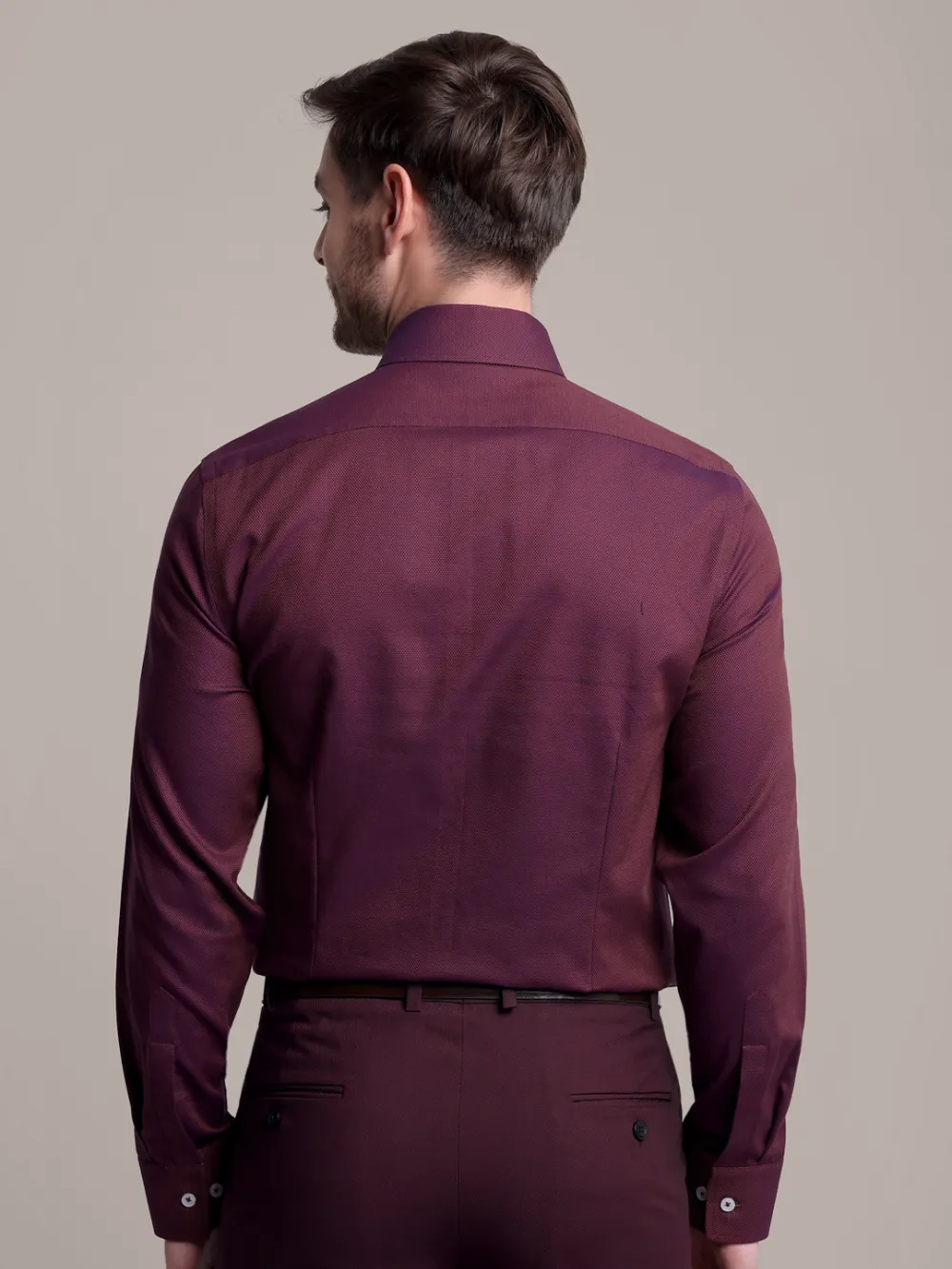 Pure Cotton Non Iron Fuchsia Shirt - Dobby Weave