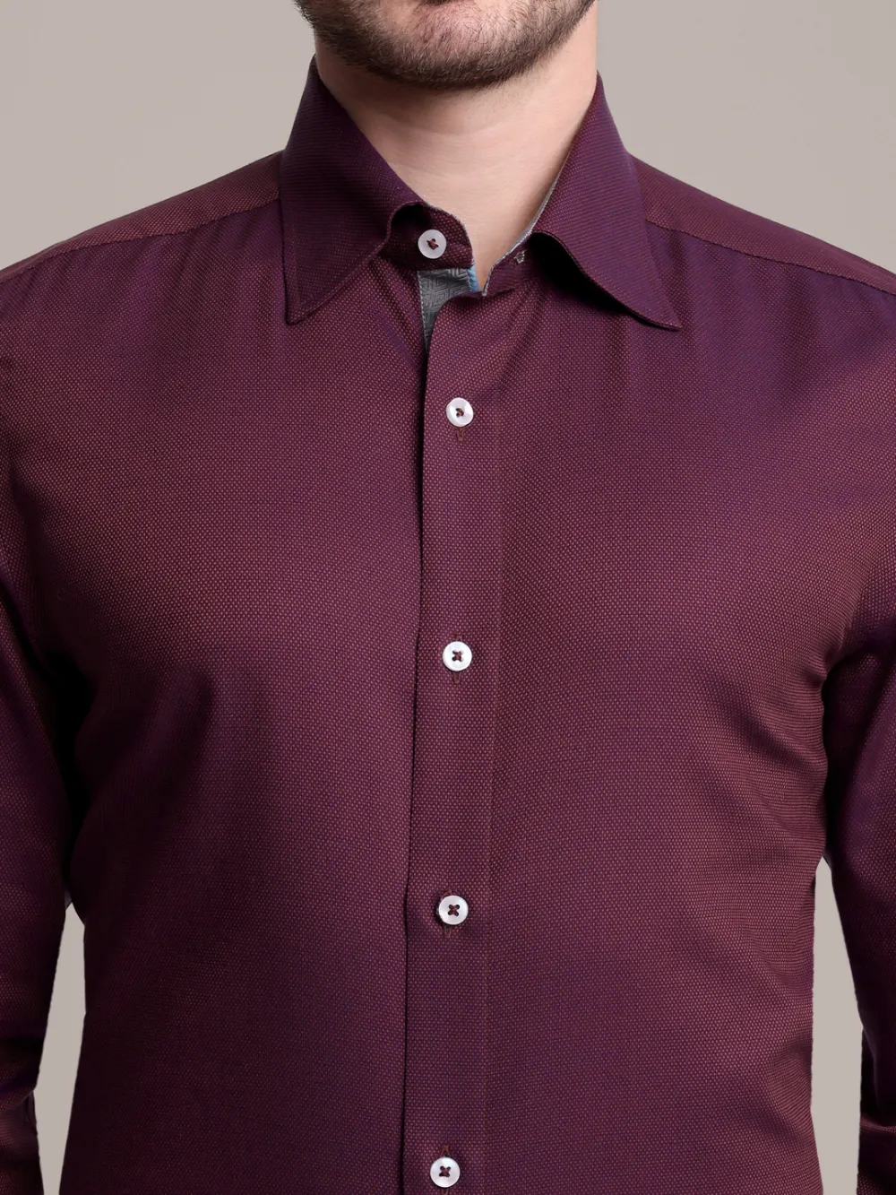 Winefire designer pair of wine red plain shirt and maroon trousers