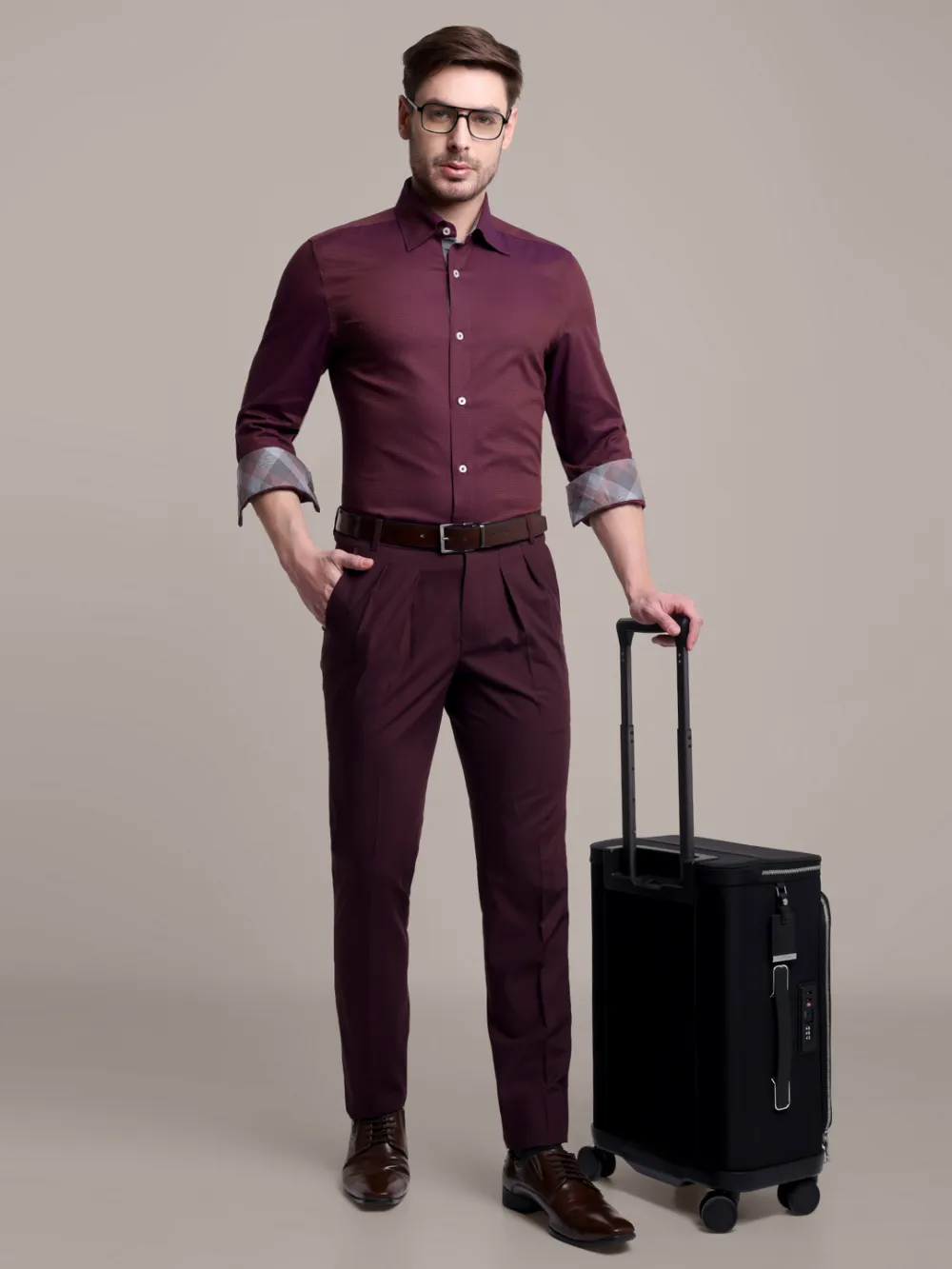 Pure Cotton Non Iron Fuchsia Shirt - Dobby Weave