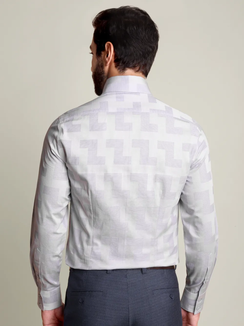 Sky Blue Pure Cotton Shirt with Unique Self Pattern