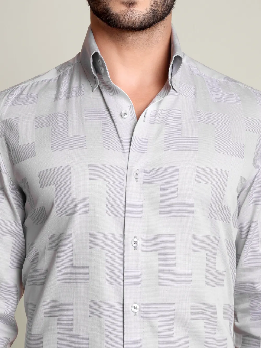 Sky Blue Pure Cotton Shirt with Unique Self Pattern
