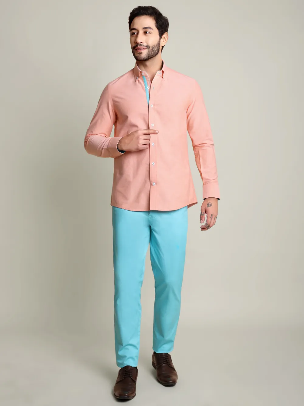 Oxford Button Down Collar Shirt - Peachy Orange