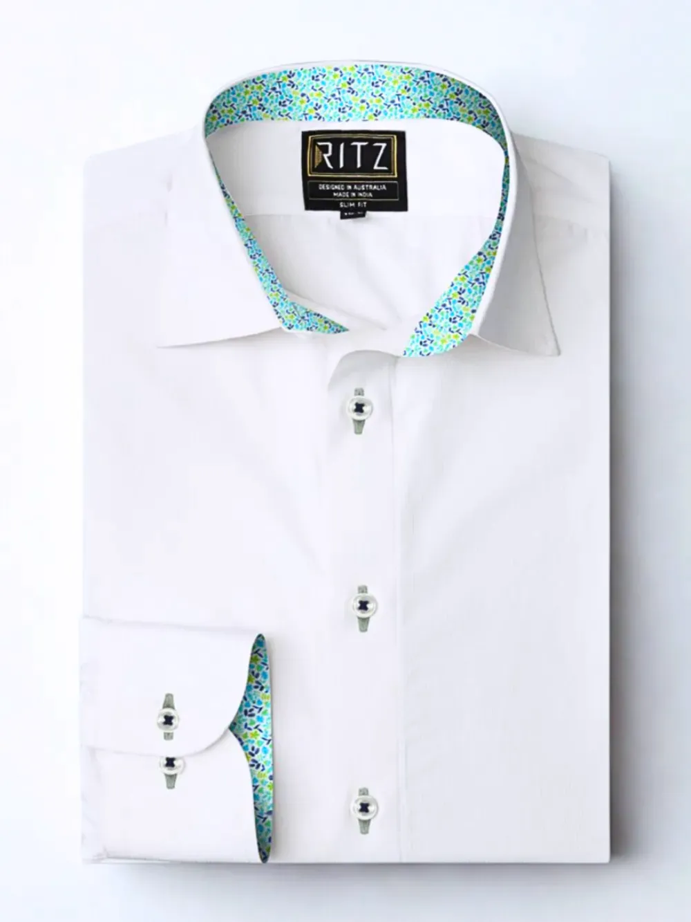 White Shirt with Signature Satin Accent - Petals