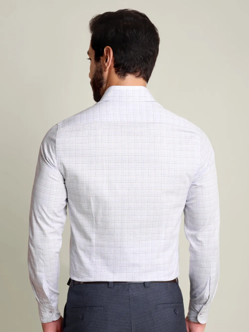 Pure Cotton White Yarn Dyed Checked Shirt - Twill Weave