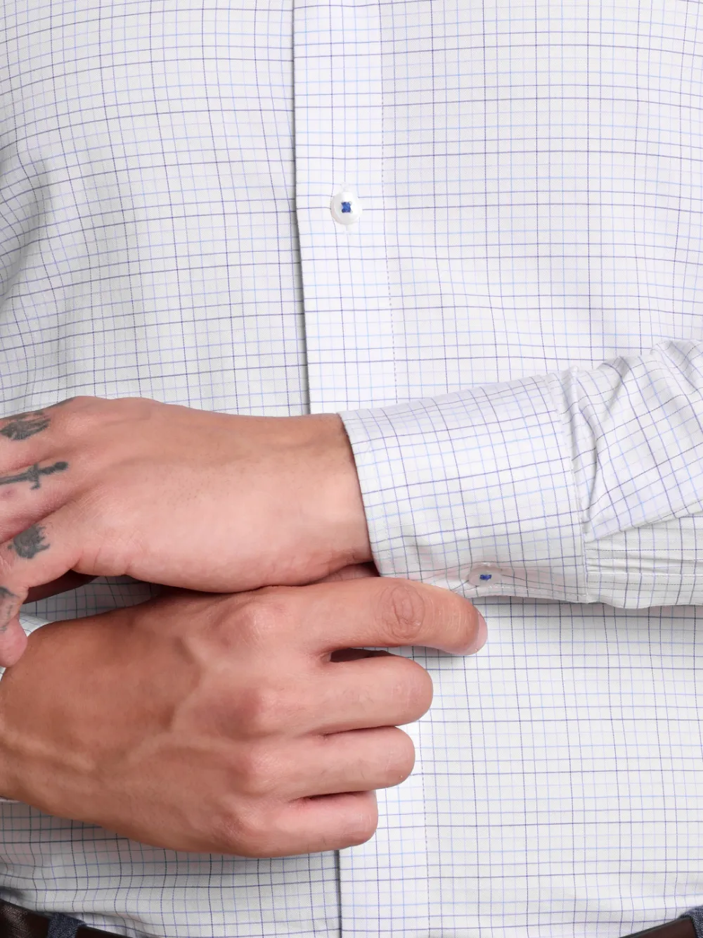 Pure Cotton White Yarn Dyed Checked Shirt - Twill Weave