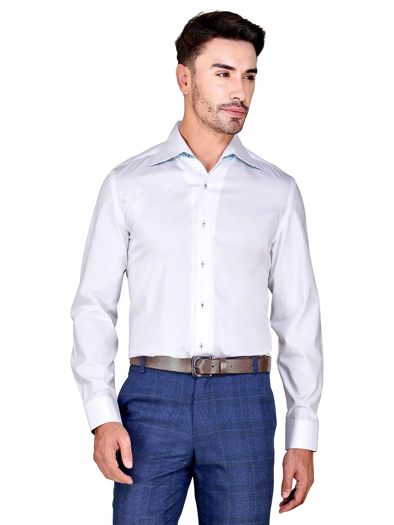 Signature One Piece Satin Collar White Shirt - Petals