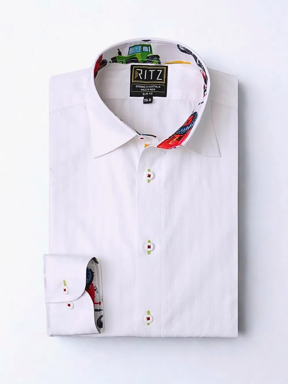 White Shirt with Signature Satin Fabric Blend - Tractors